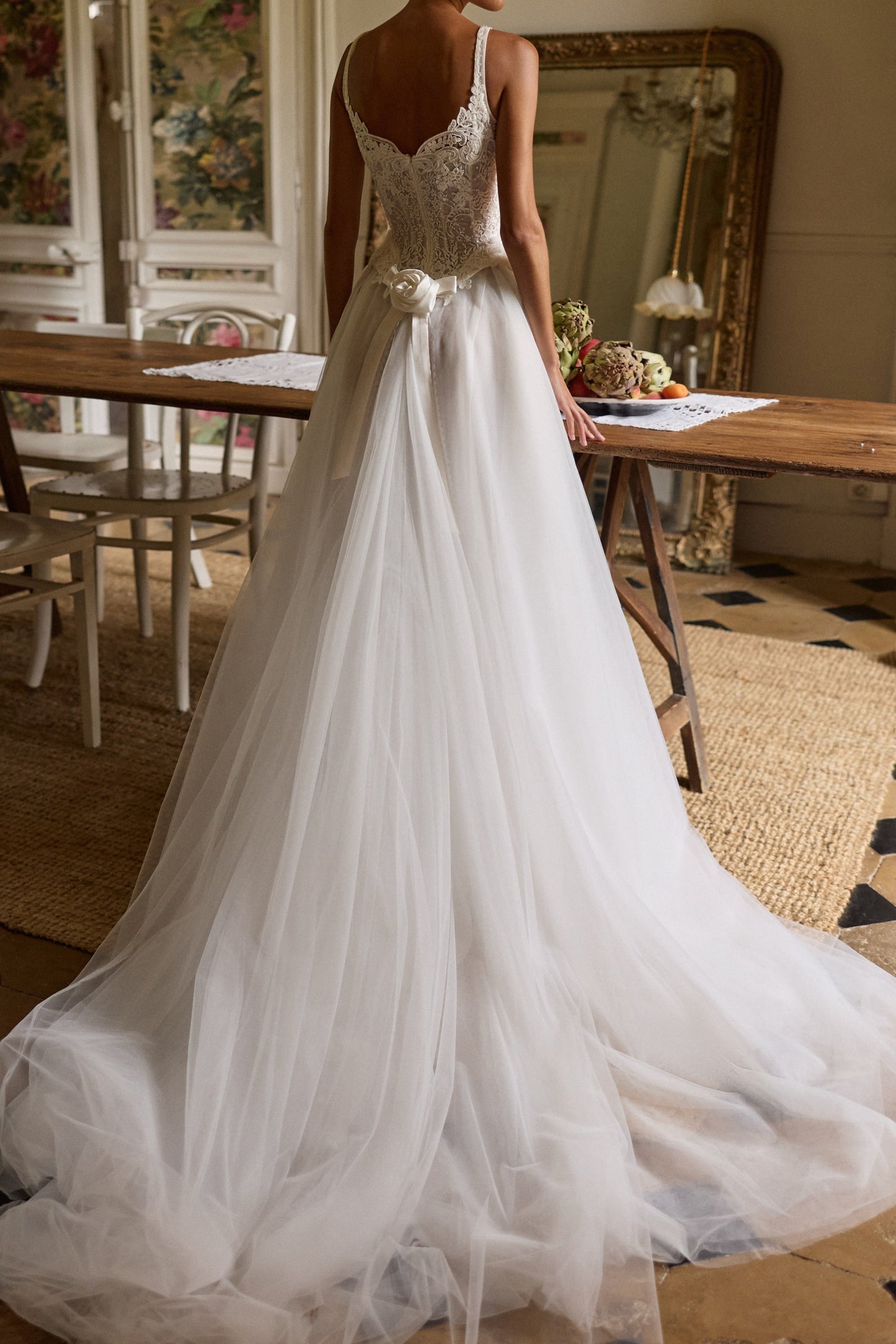 Embroidered Corset Tulle A-Line Wedding Dress
