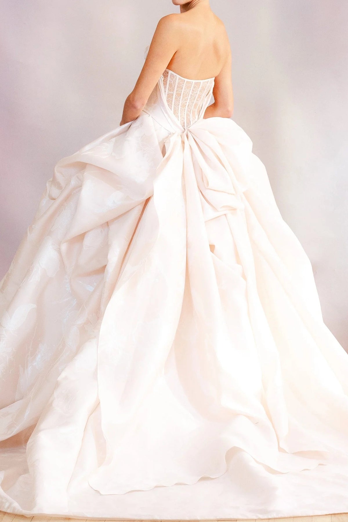 Strapless Jacquard Ball Gown Wedding Dress