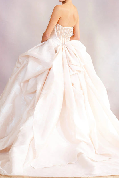 Strapless Jacquard Ball Gown Wedding Dress