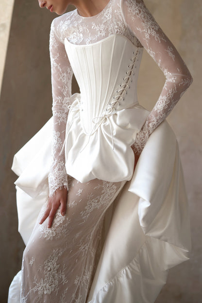 Lace Wedding Dress with Corset and Train