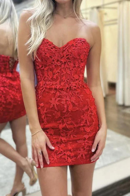 Embroidered Strapless Corset Bodycon Mini Dress