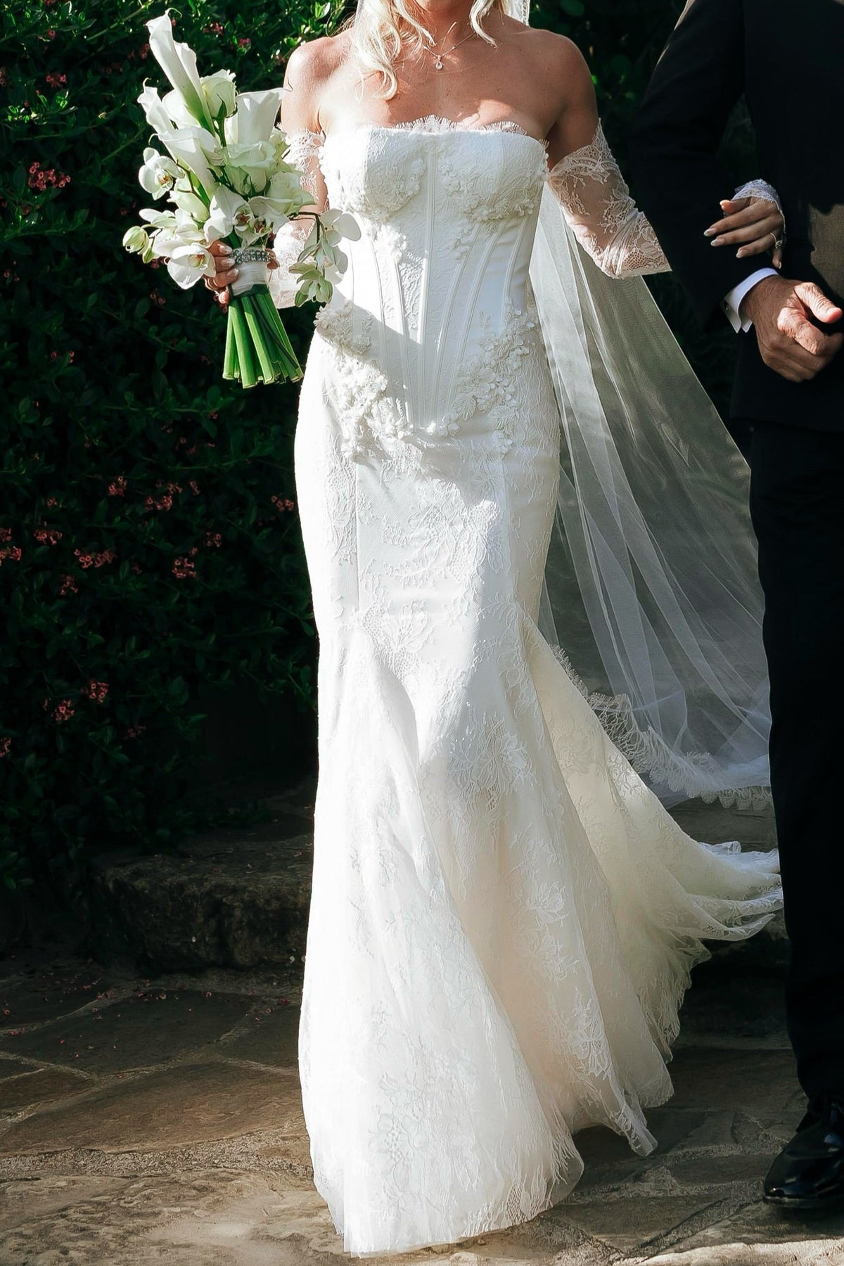 Strapless Lace Mermaid Wedding Dress with Train