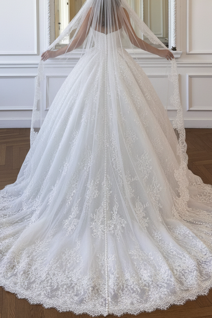 Strapless Lace Ball Gown Wedding Dress