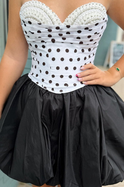 Polka Dot Corset Bubble Mini Dress