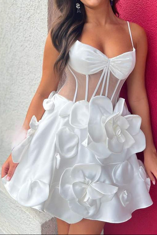 3D Floral Corset Bubble Skirt Mini Dress