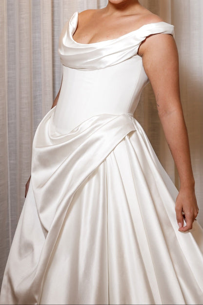 Draped Cowl A-Line Wedding Dress