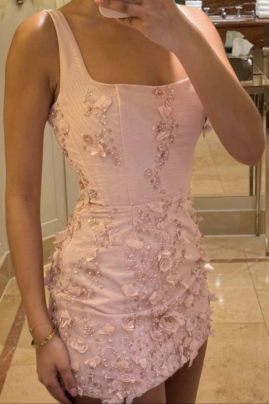3D Floral Applique Corset Mini Dress