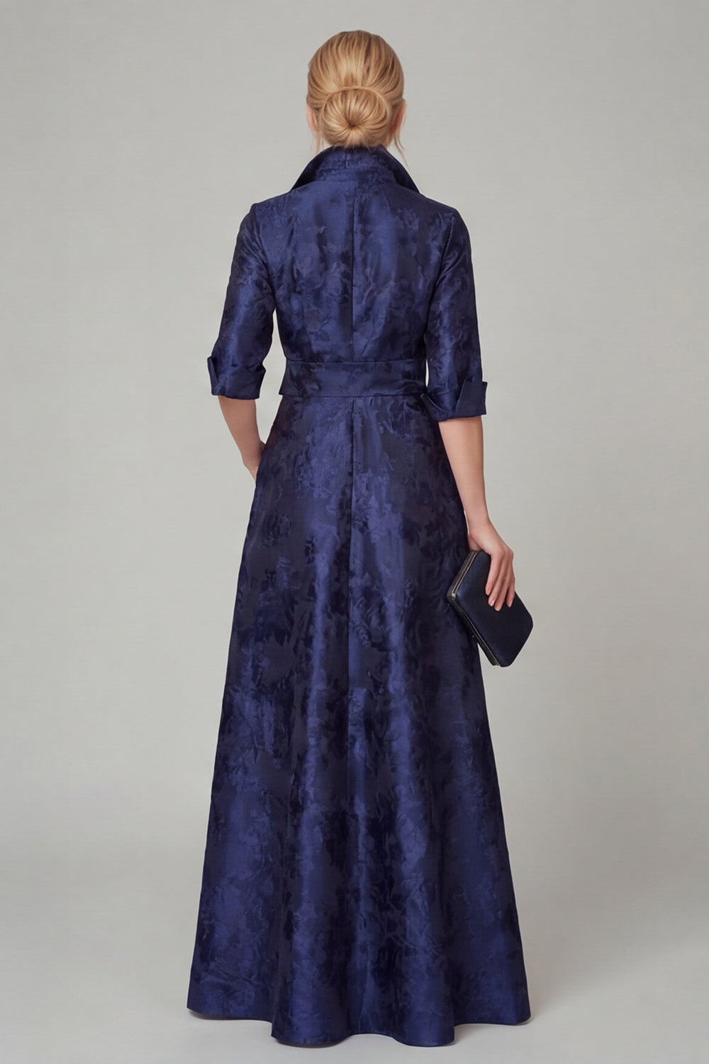 Elegant Jacquard A-Line Evening Gown with Pockets