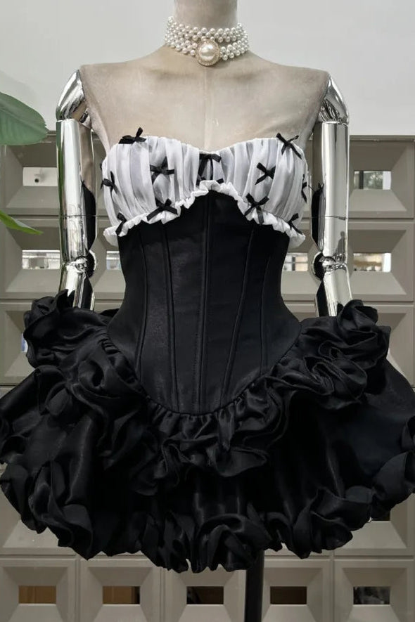 Corset Mini Dress with Tiered Ruffle Skirt
