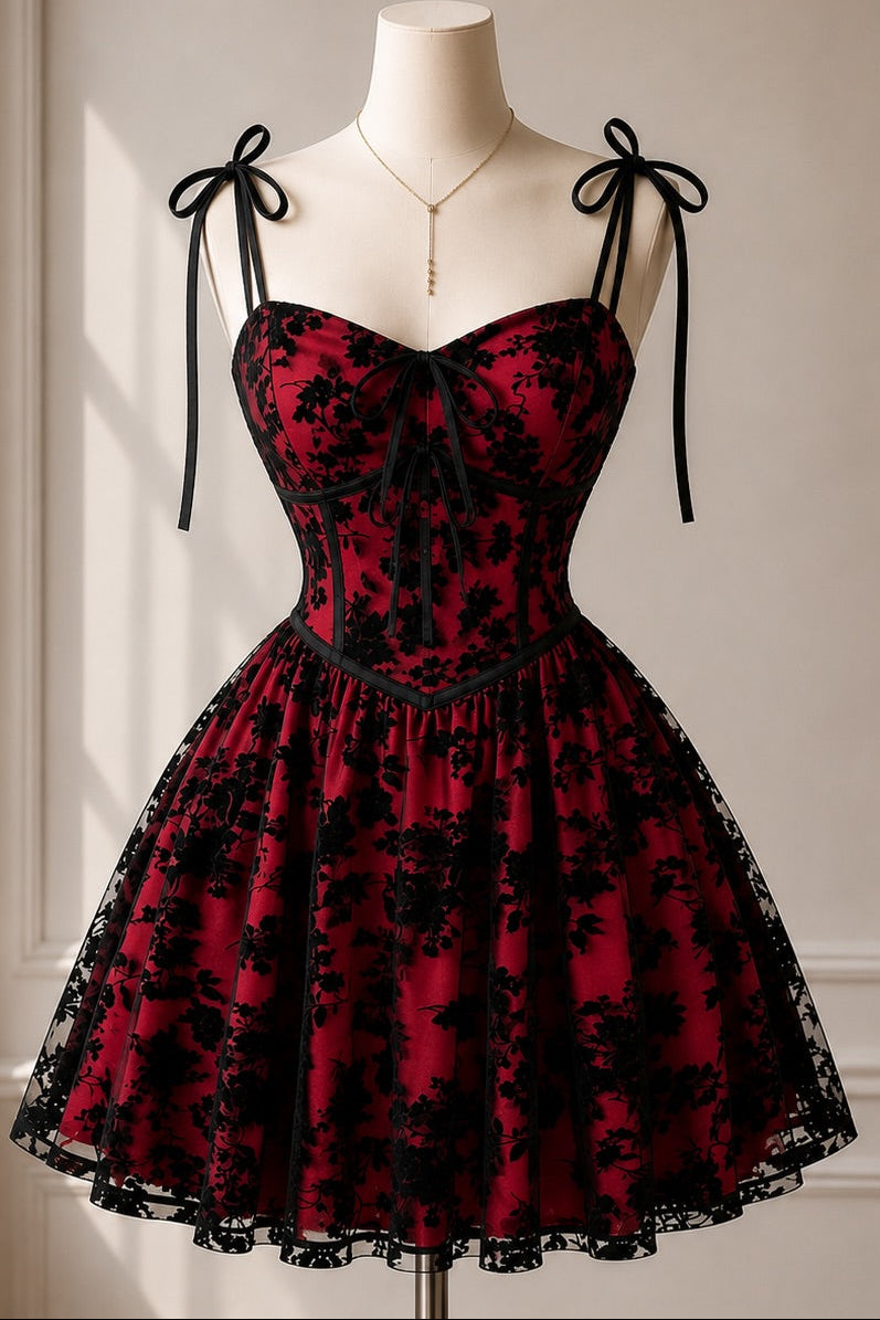 Floral Lace Corset Fit and Flare Mini Dress