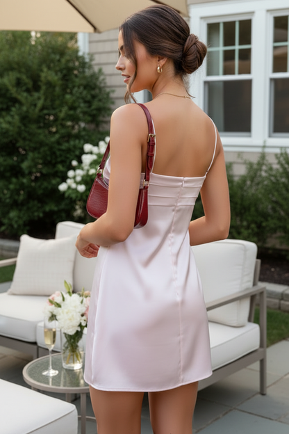 Satin Ruched Bust Mini Slip Dress