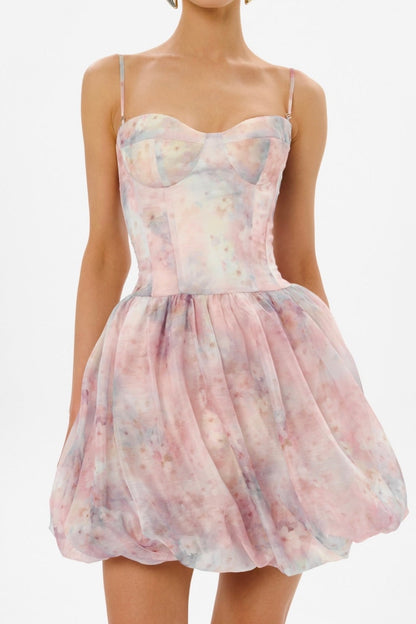 Floral Organza Corset A-Line Dress