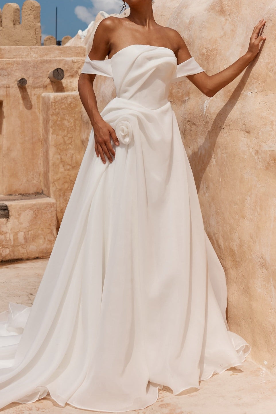 Off-the-Shoulder Organza A-Line Wedding Dress