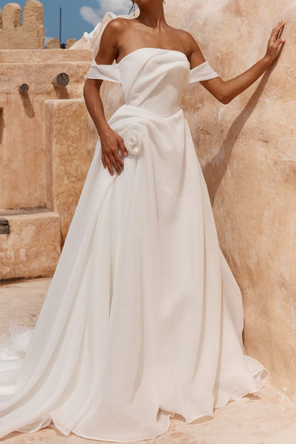 Off-the-Shoulder Organza A-Line Wedding Dress