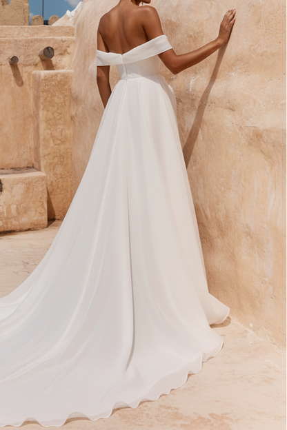 Off-the-Shoulder Organza A-Line Wedding Dress