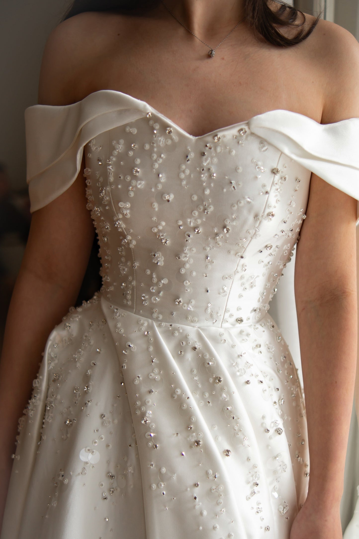 Off-Shoulder Beaded Ball Gown