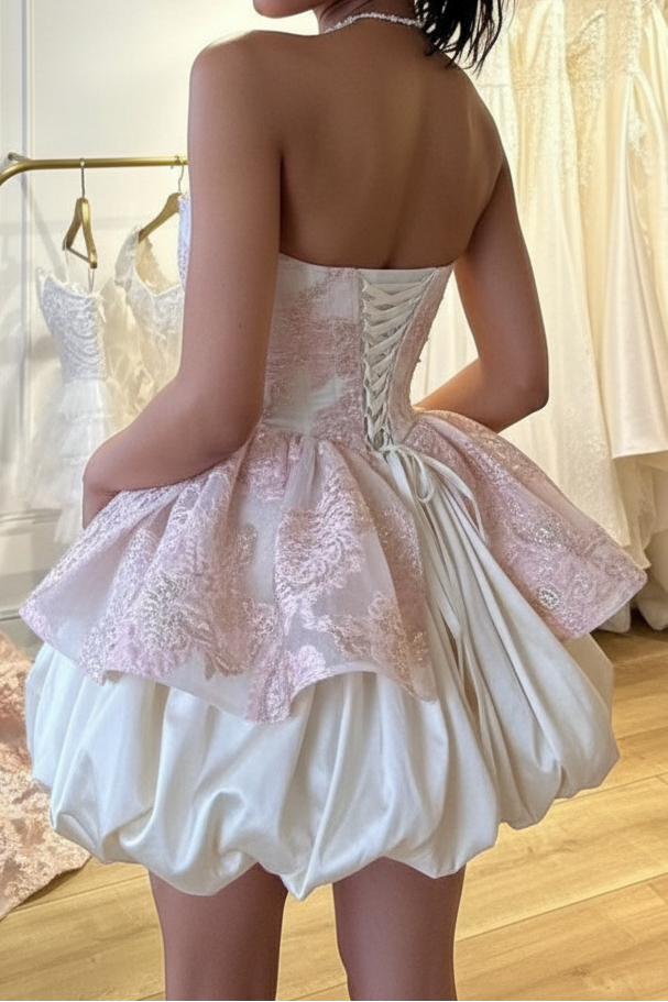 Strapless Corset Bubble Skirt Mini Dress