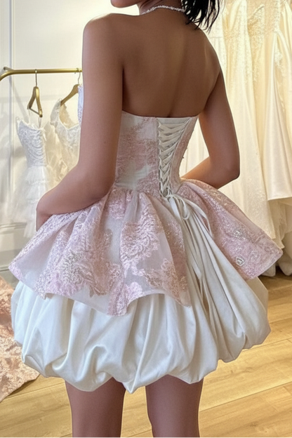 Strapless Corset Bubble Skirt Mini Dress