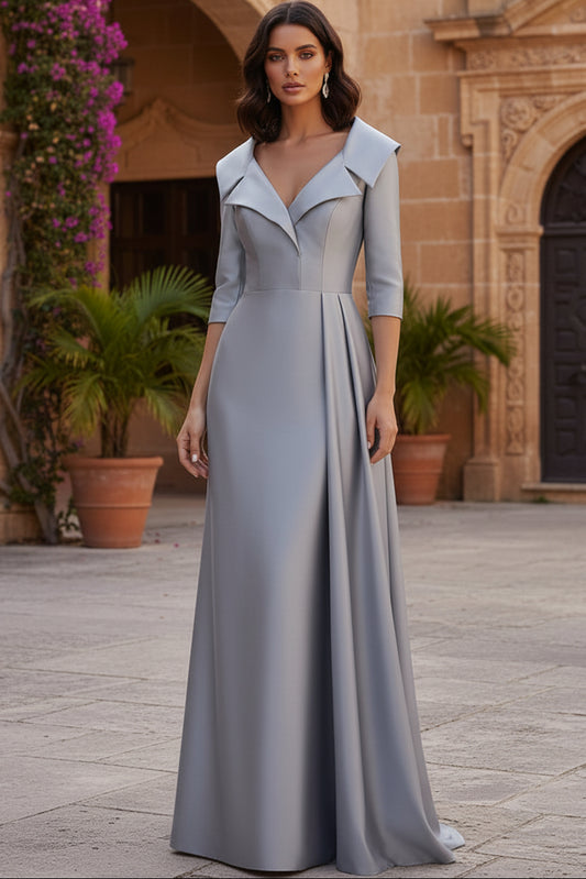 A-Line Portrait Collar Satin Evening Dress