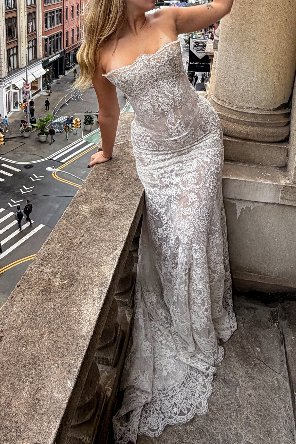 Strapless Lace Mermaid Wedding Dress with Train