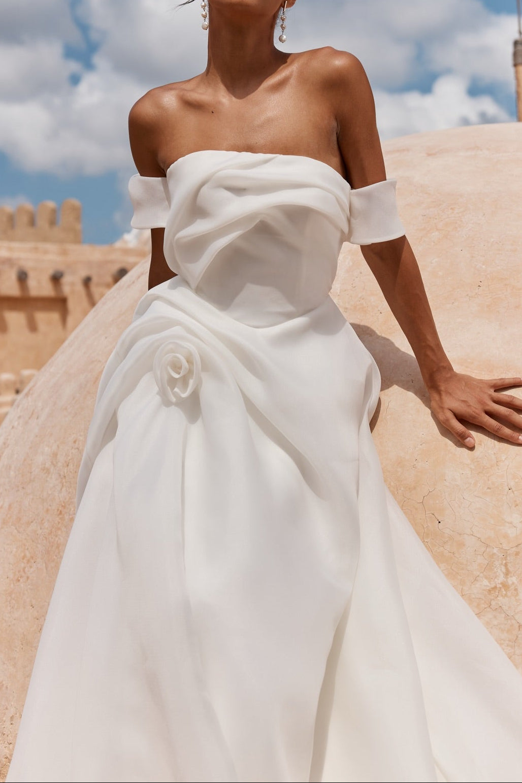 Off-the-Shoulder Organza A-Line Wedding Dress