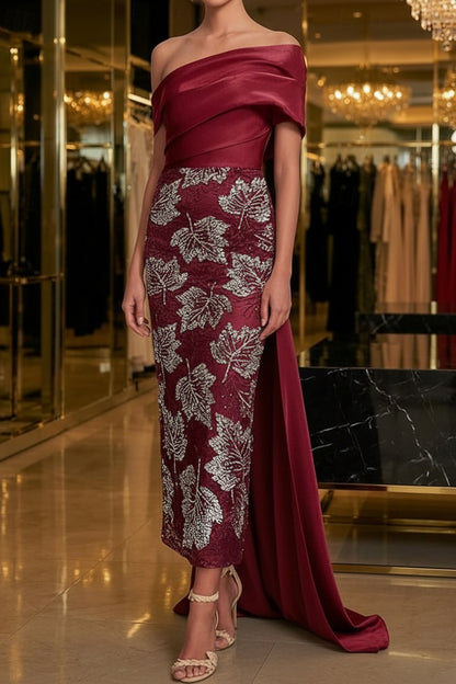Asymmetrical One-Shoulder Midi Dress with Back Bow