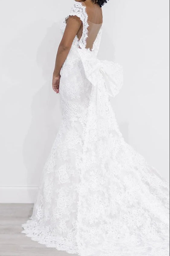 Lace Mermaid Wedding Dress with Statement Back Bow