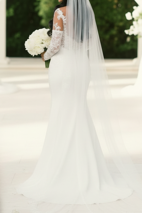 Strapless Lace Mermaid Wedding Dress with Sleeves