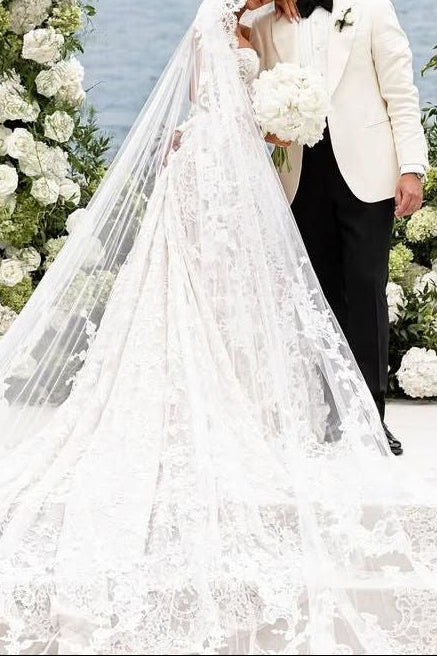 Strapless Lace Corset Ball Gown Wedding Dress