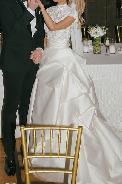 High Neck Lace Ball Gown Wedding Dress