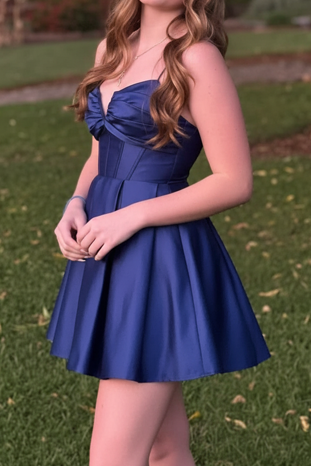 Corset Pleated A-Line Mini Dress