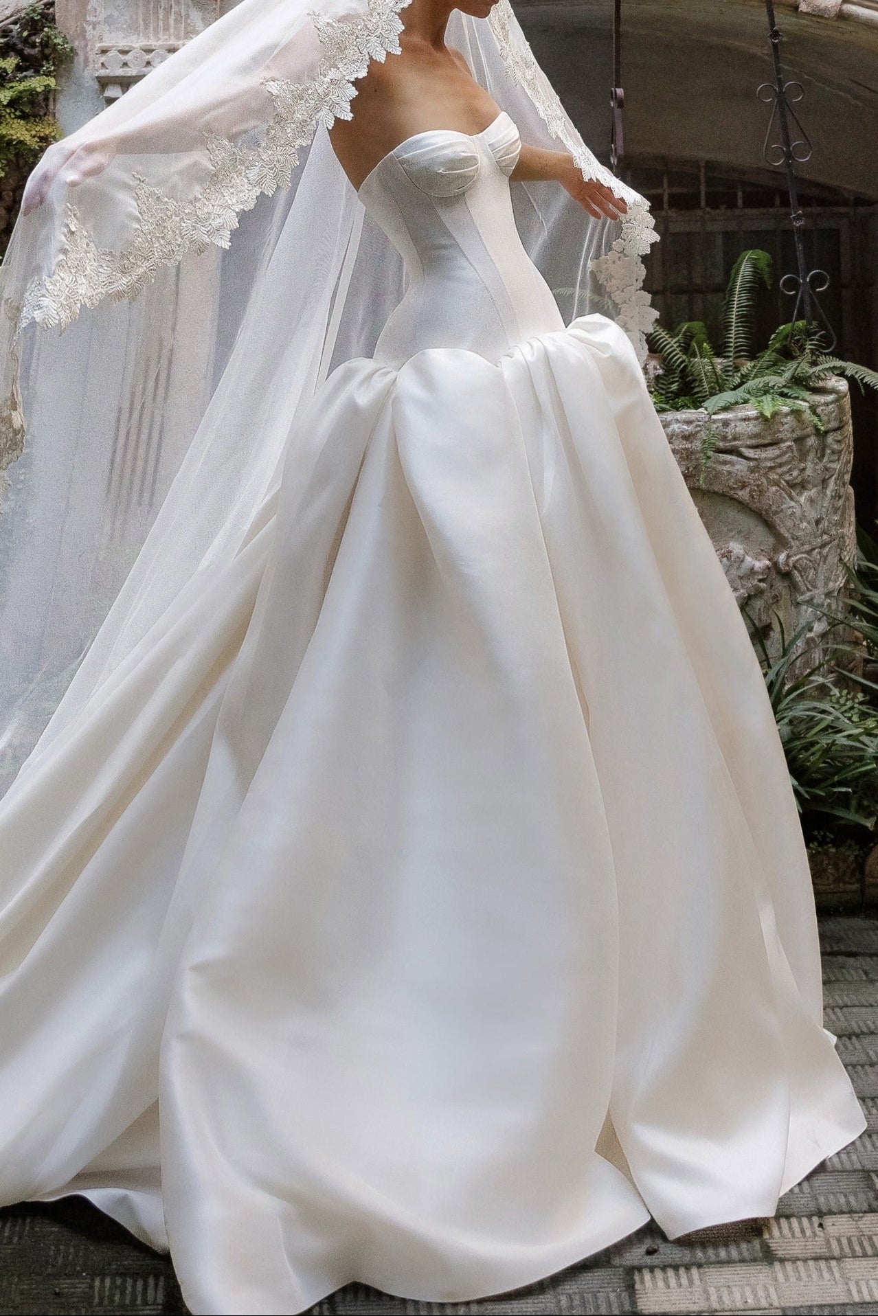 Strapless Corset Satin Ball Gown Wedding Dress
