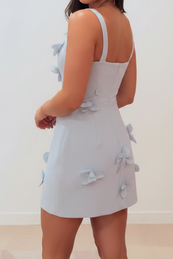 3D Floral Applique Sweetheart Mini Dress