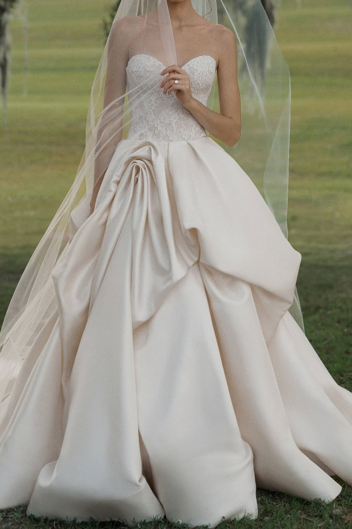 Strapless Lace Corset Ball Gown Wedding Dress