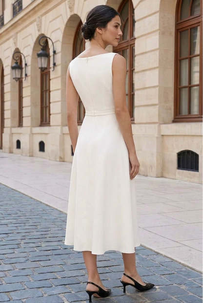 Embellished Boat Neck Midi Dress