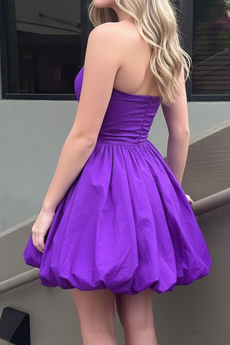 Strapless Sweetheart Bubble Skirt Mini Dress