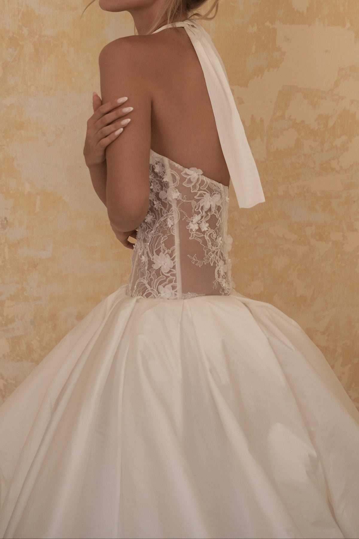 Halter Floral Applique Corset Ball Gown