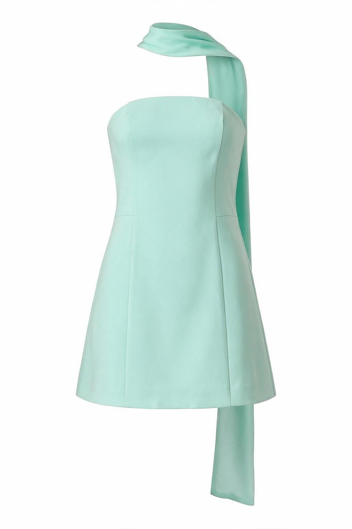 Strapless Mini Dress with High Neck Scarf
