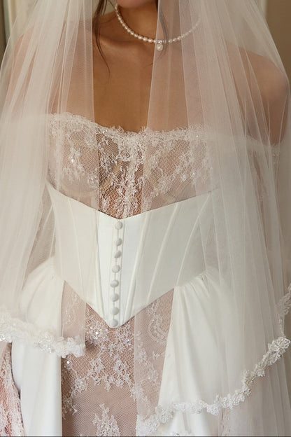 Off-Shoulder Lace Corset Wedding Gown