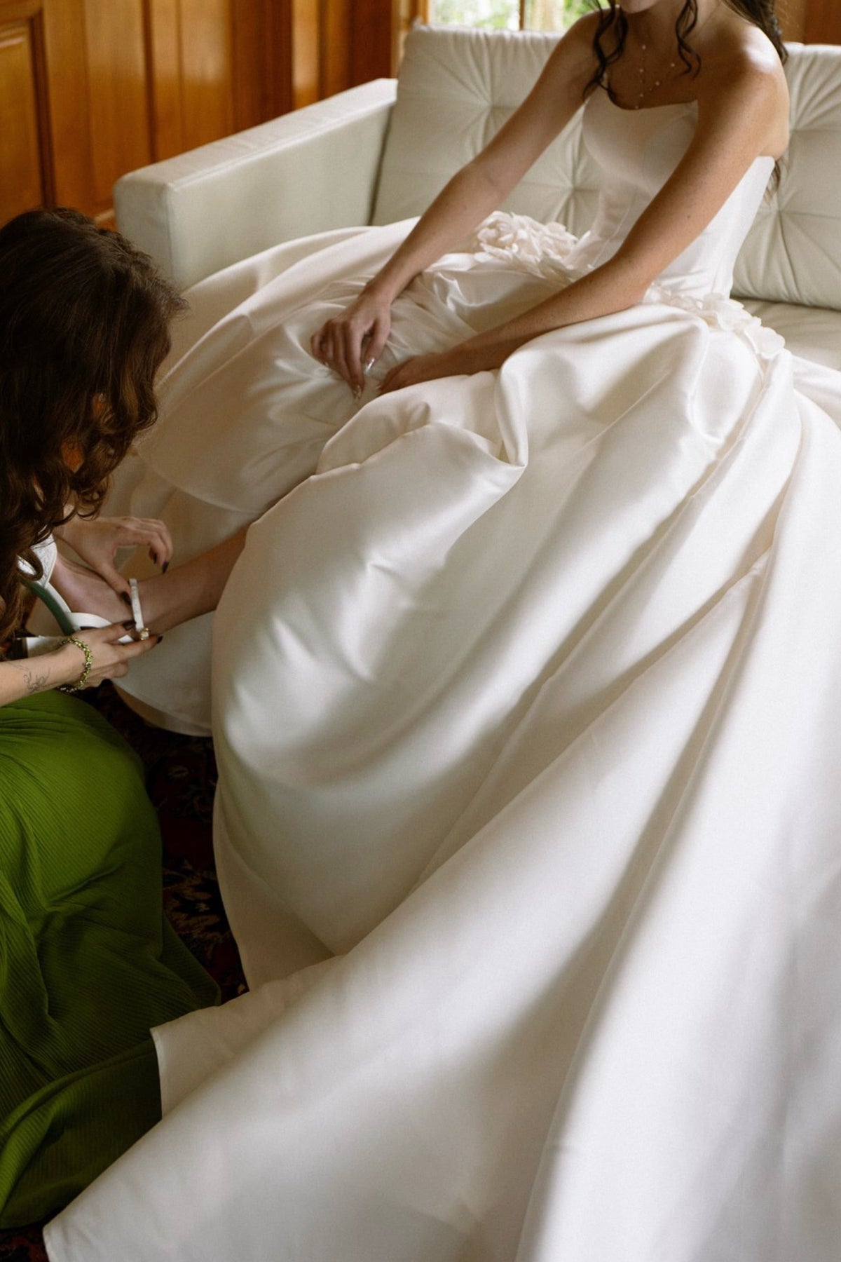 Strapless Satin Ball Gown Wedding Dress with Train