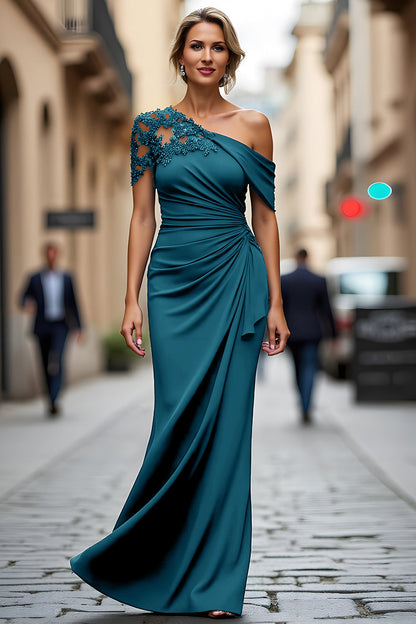 One-Shoulder Mermaid Evening Gown with Lace