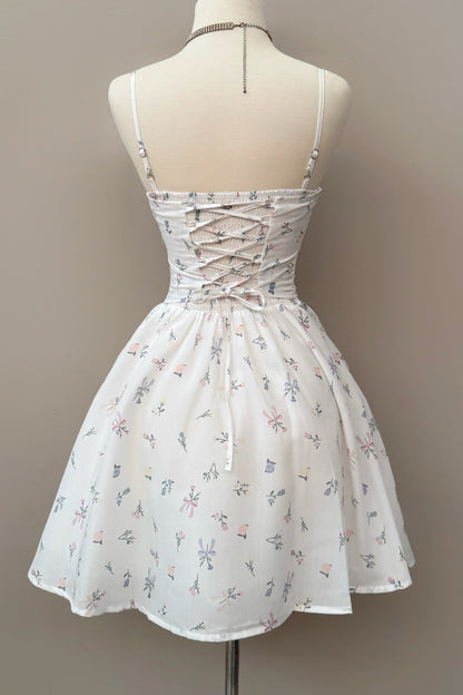 Floral Corset Mini Dress with Spaghetti Straps