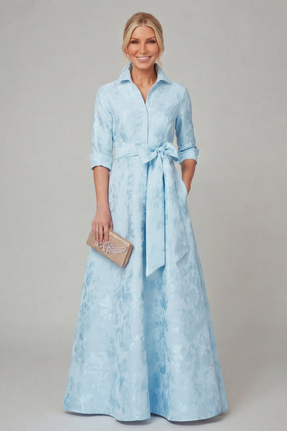 Elegant Jacquard A-Line Evening Gown with Pockets