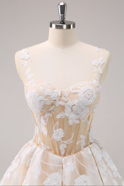 Embroidered Lace Corset Short Homecoming Dress