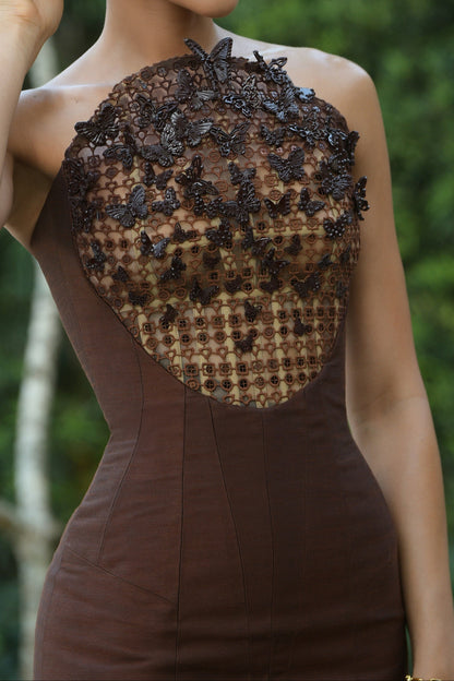 Embellished Halter Mermaid Gown with Train