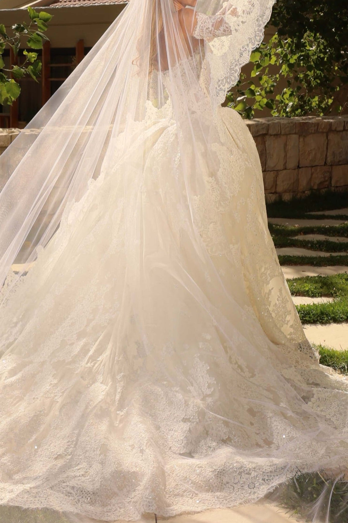Corset Lace Wedding Dress with Overskirt