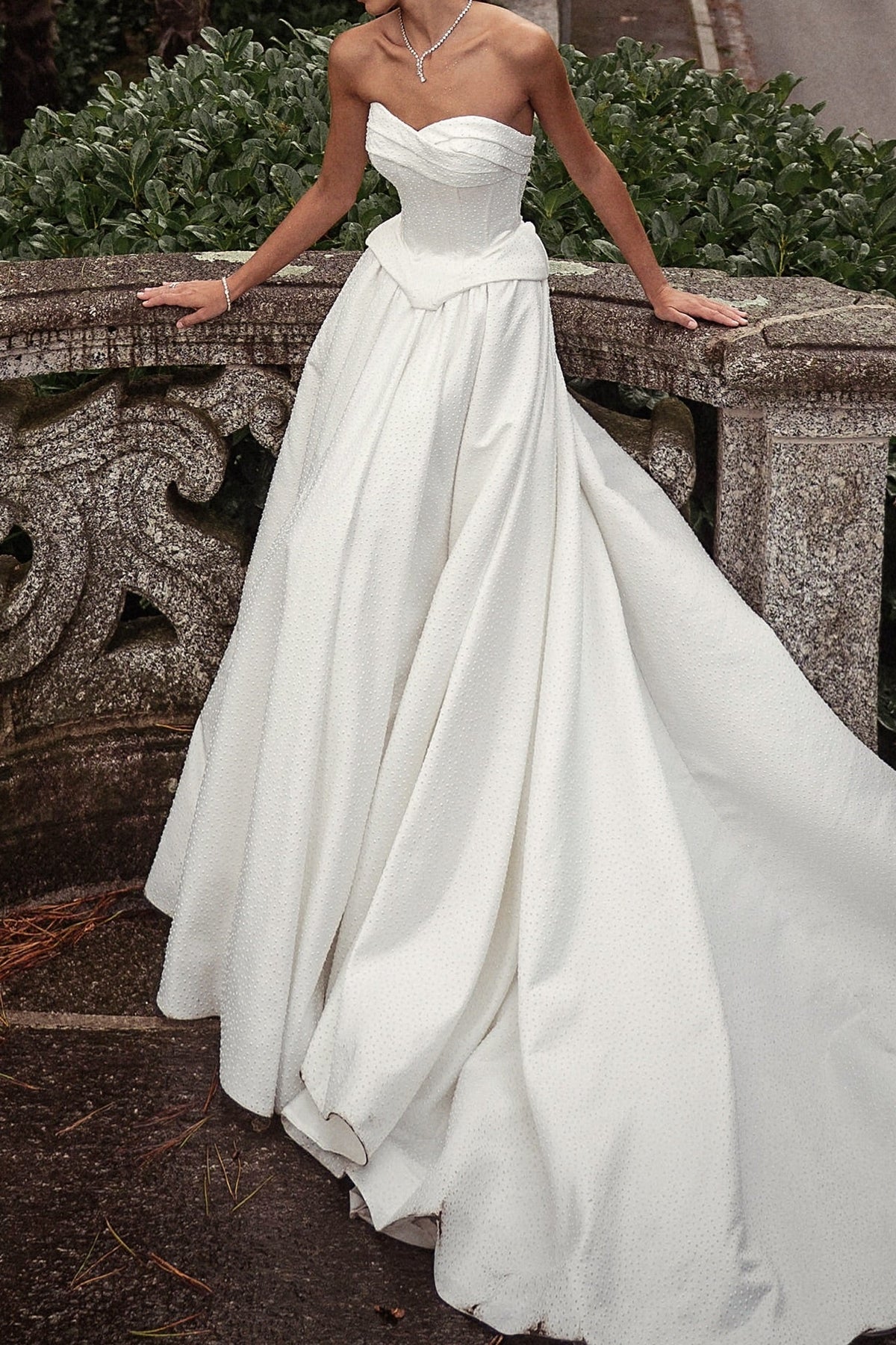 Strapless Jacquard Ball Gown Wedding Dress