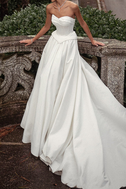 Strapless Jacquard Ball Gown Wedding Dress