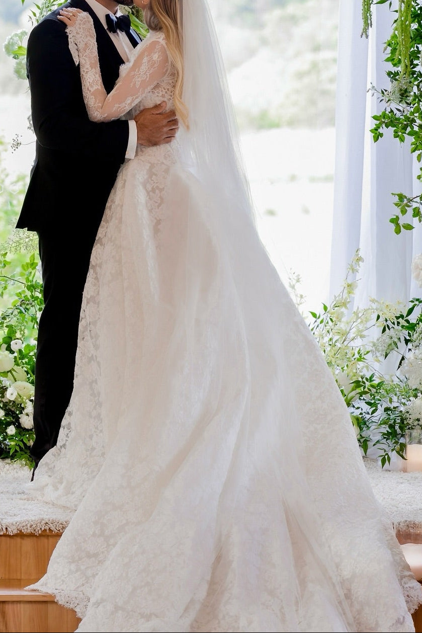 Long Sleeve Lace Corset Ball Gown Wedding Dress