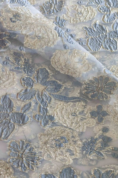 Elegant A-Line Floral Jacquard Midi Dress